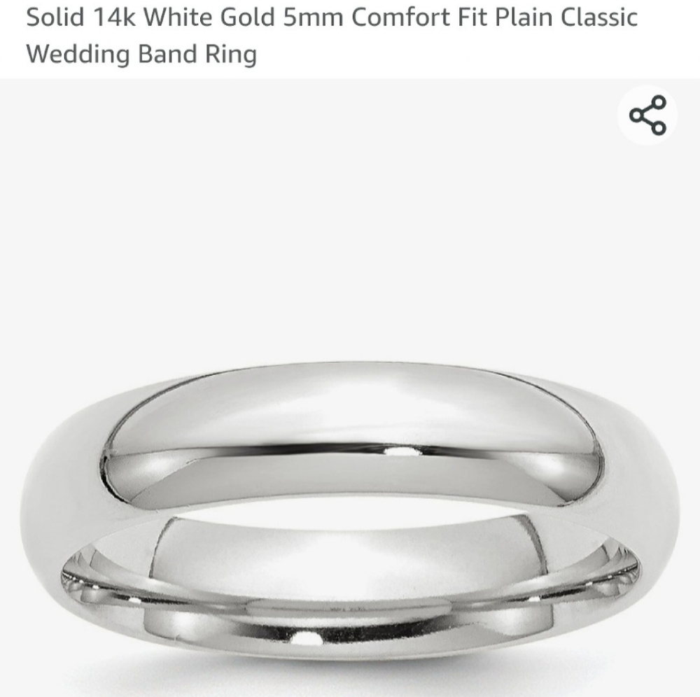 💥14k White Gold Wedding Band💥